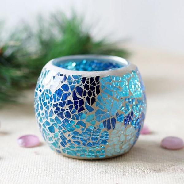 Mosaic Glass Candlestick Wishing Candle Tea Light Holder Dinner Wedding Tabletop Decoration