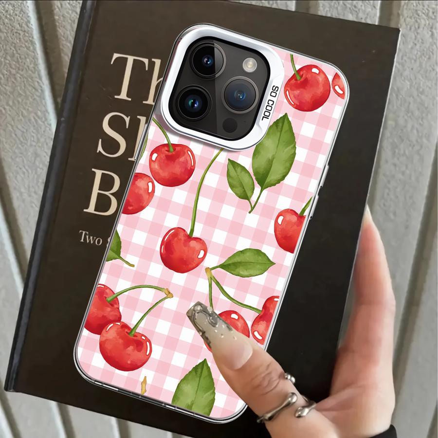 

Cherry Checkered Pattern Back Phone Cover Case for iPhone 17 Pro Max 13 Pro XR 11 14 Air XS 16 12 15 Plus iPhone 15
