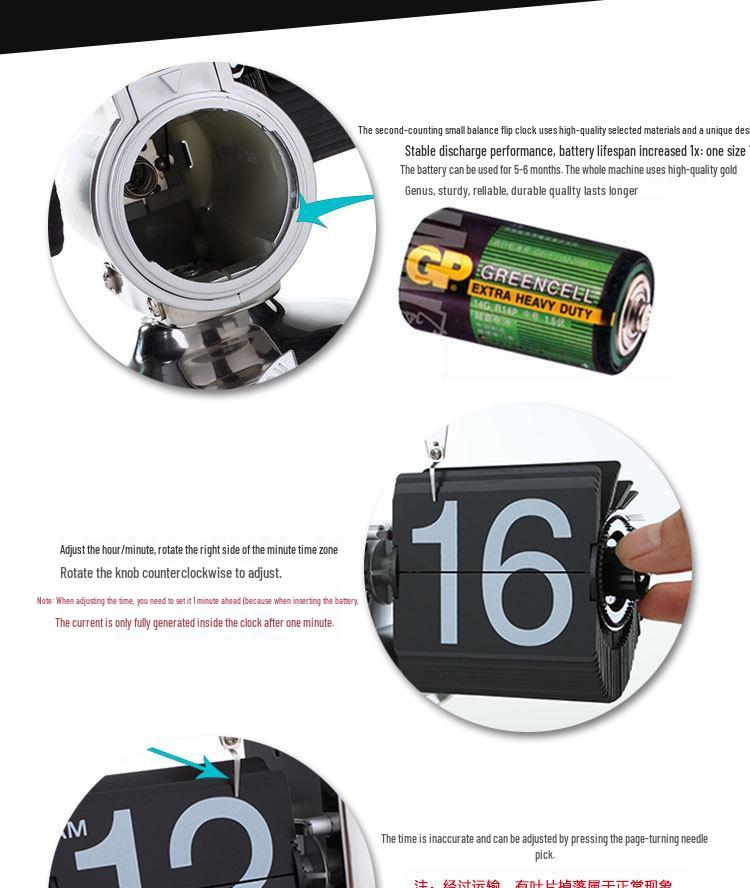 European Style Automatic Flip Desk Clock – Creative Small Mechanical Design for Living Room