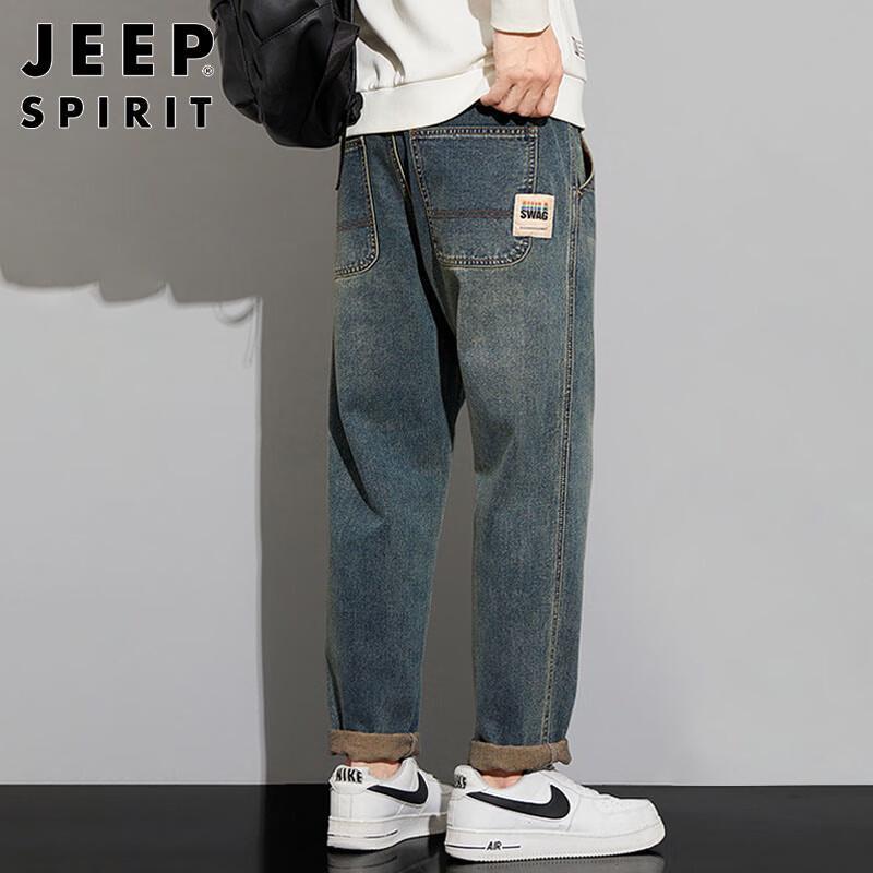 JEEP SPIRIT Men's Loose Fit Washed Retro Jeans