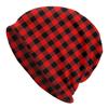 Custom Classic Red Black Buffalo Plaid Bonnet Femme Hip Hop Knit Hat For Winter Warm Fashion Tartan Gingham Beanies Caps