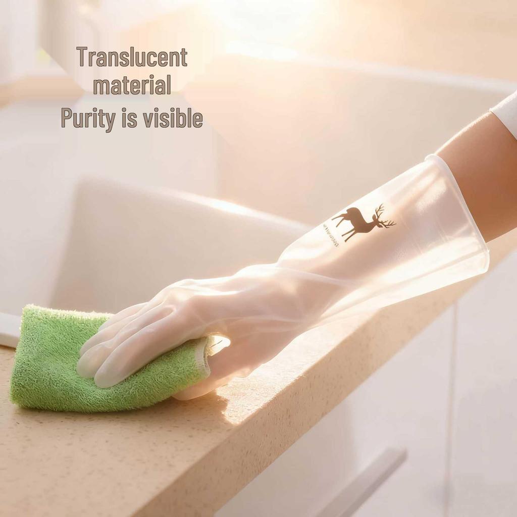Durable Transparent Waterproof Kitchen Dishwashing Gloves - Wear-Resistant and Long-Lasting Rubber Gloves