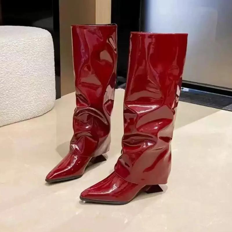 Sexy Women High Boots Elegant Leather Shoes Woman 2024 Trend Winter Knee High Goth Chelsea Boots Punk Motorcycle Botas De Mujer