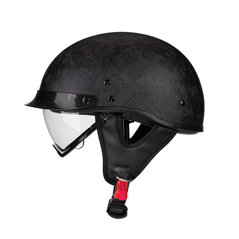 AD Carbon Fiber Retro 3C Certified Motorcycle Half Helmet for Men & Women