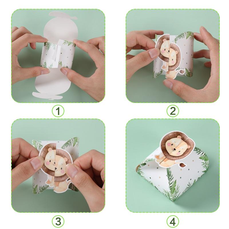 12pcs Paper Jungle Animals Candy Box Wedding Party Safari Birthday Party Decoration Baby Shower Gift Box Chocolate Cookie Bag