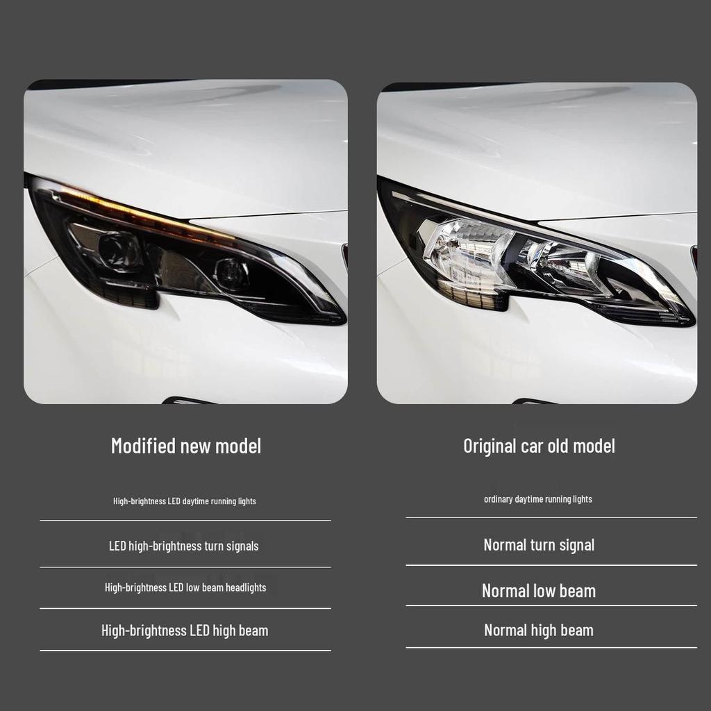 LED Headlight Assembly: Flowing Turn Signals & Daytime Running Lights for 2016-2019 Peugeot 4008/5008