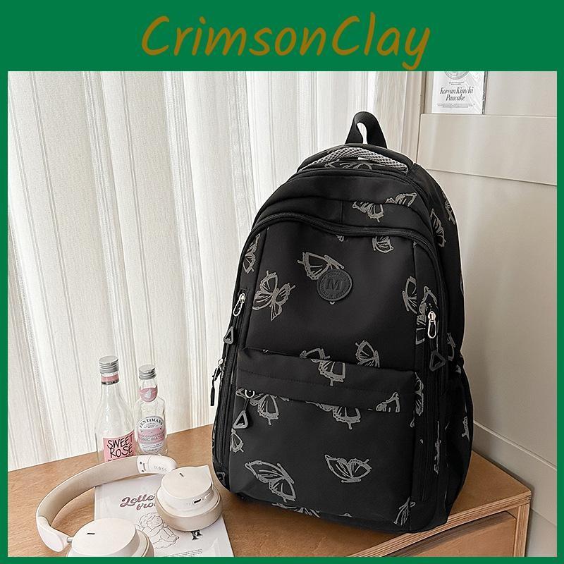 Simple Capacity Large Backpack With Butterfly And Letter Print Design For Daily