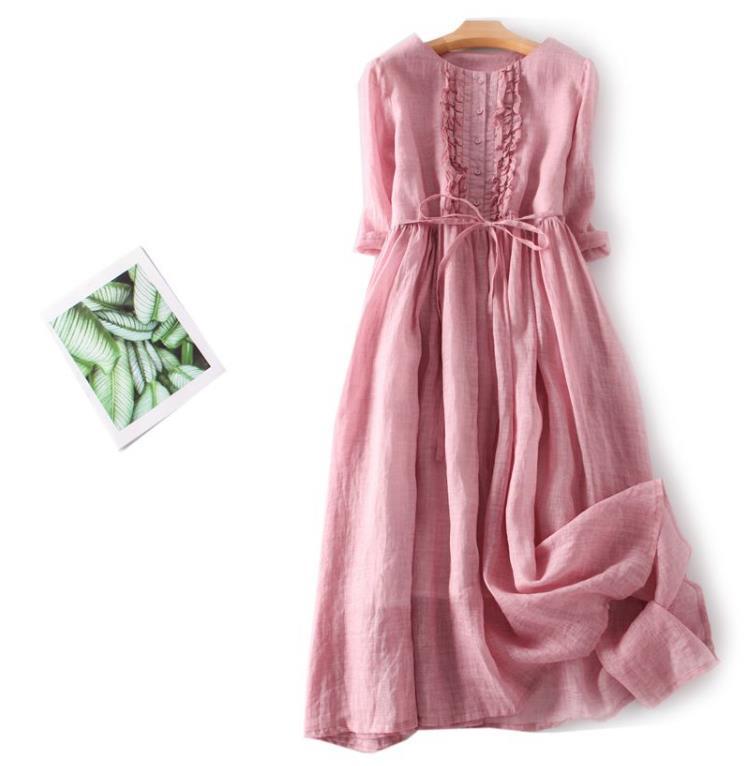 

Новое ретро платье миди с круглым вырезом, двухслойное, с завязкой на талии, из коллекции Лето 2025 Large