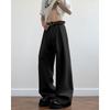 Korean version of retro silhouette vertical scimitar suit pants men's lazy wind wrinkled design loose straight wide-leg casual pants