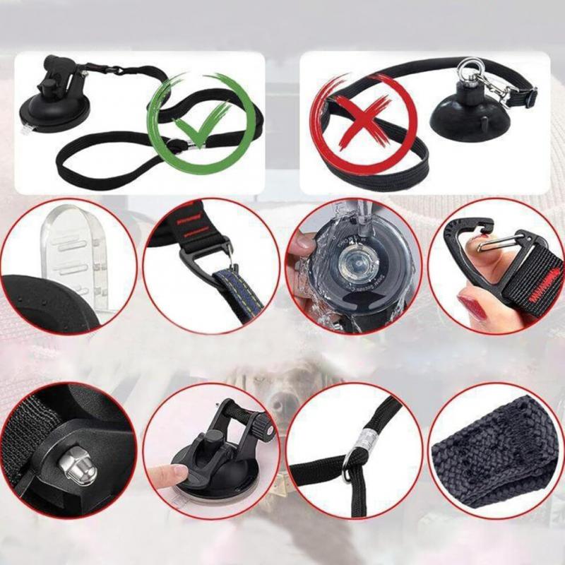 Dog Cleaning Strap with Suction Cup - Adjustable Bath Restraint for Dogs and Cats, Sturdy Black Shower Accessory