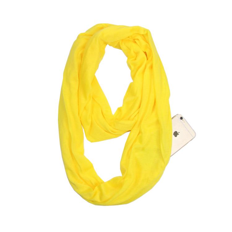 Solid Color Infinity Scarf with Storage Pocket for Women