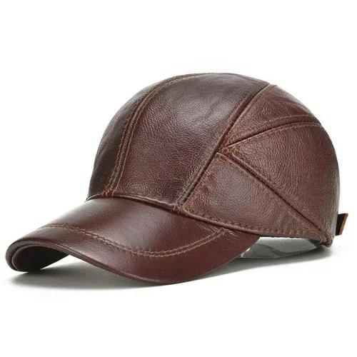 Men Fashion Warm Earlap Caps Male Fall Winter Hats Casual Leather Outdoor Baseball Cap Accessories Creative Gifts