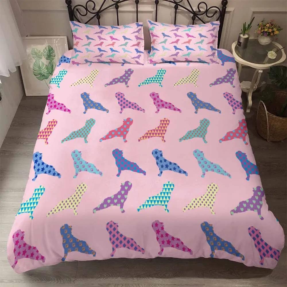 Bed Linen Cute Small Dog Cat Twin Bedding Sets Super Soft Duvet Cover Set Pillowcases Comforter Bedding Sets American Style Bed