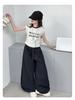 Girls' Korean Style Sleeveless T-shirt & Wide-Leg Pants Set - Casual Summer Street Dance Outfit