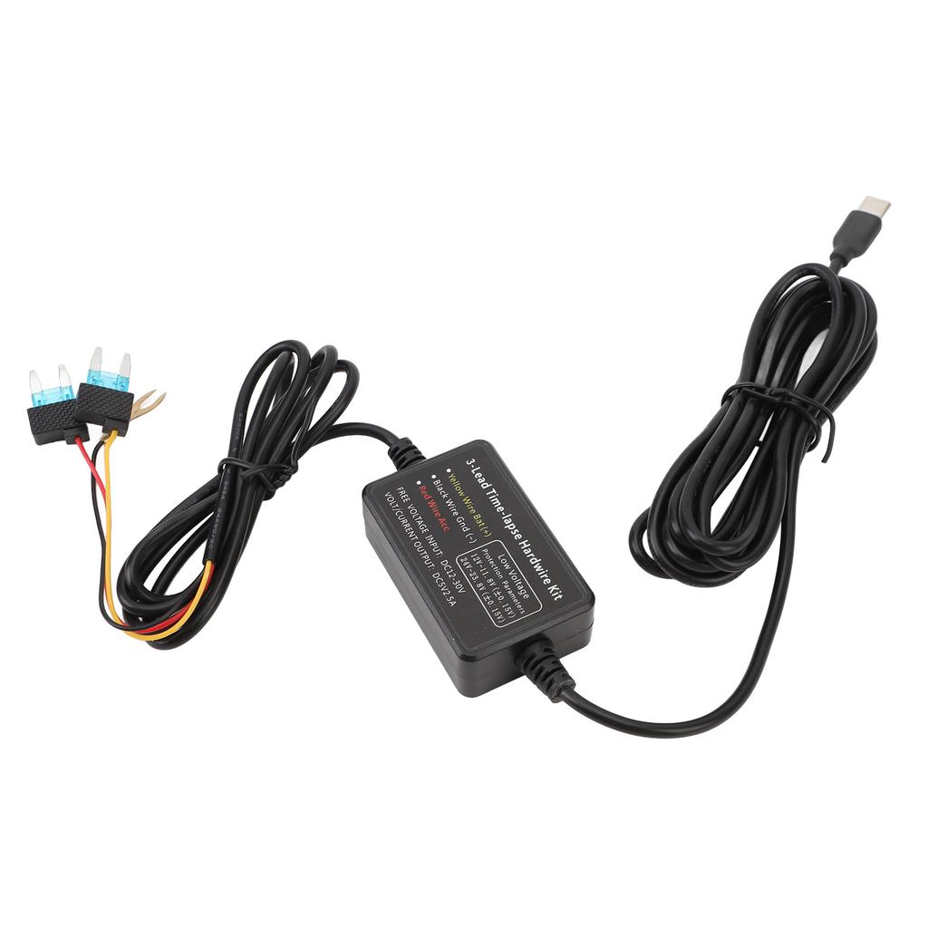 Typ C Dashcam Festverkabelungssatz 12V‑30V auf 5V Dashcam Stromkabel für GPS-Stromversorgung, Radarwarner und mehr