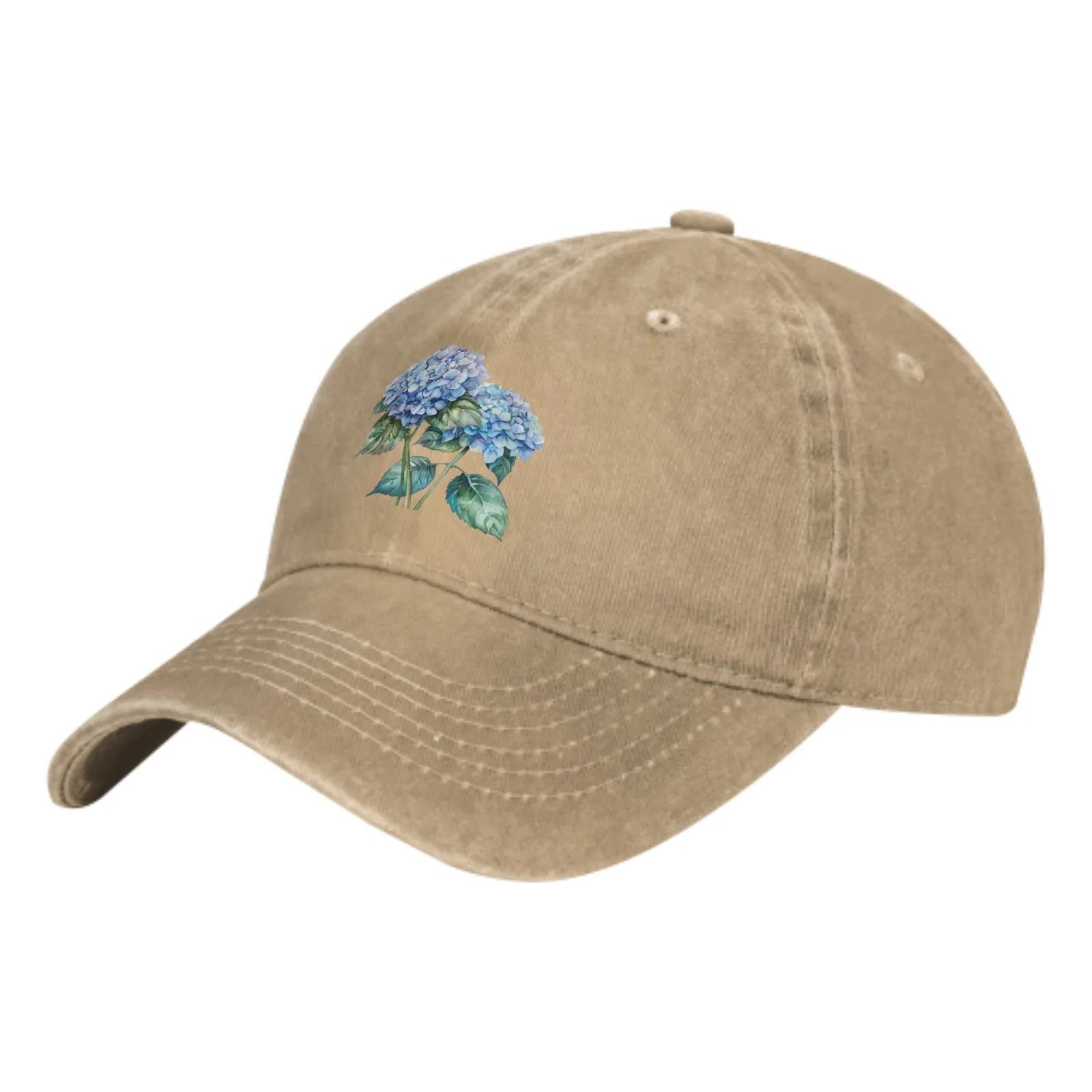 

Blue Hydrangea Flower Fashion Classic Cotton Trucker Hat Summer Dad Cowboy Cap Outdoor Leisure Basketball Caps Adjustable хаки