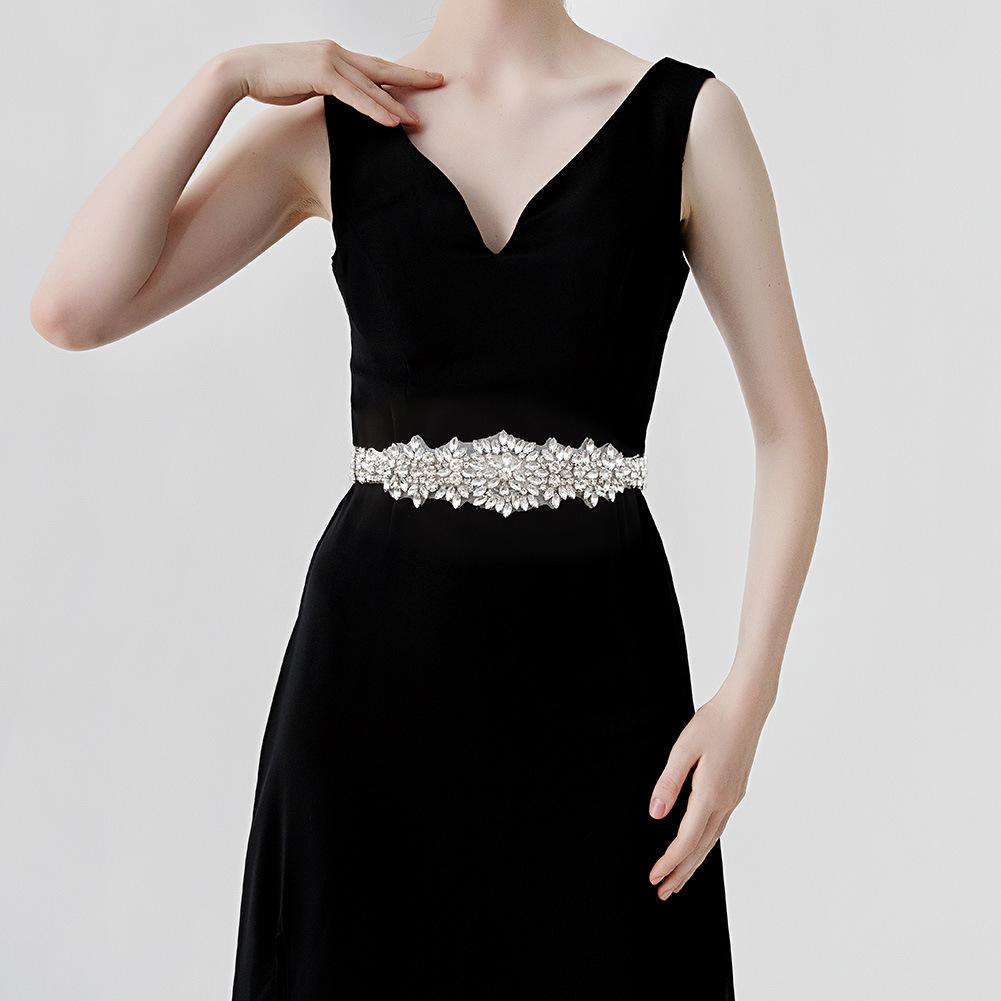 Elegant Rhinestone Flower Bridal Waistband for Wedding Dress or Evening Gown