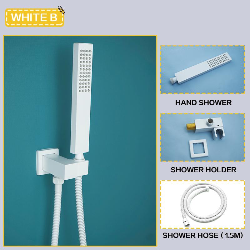 Brass White Handheld Shower Head Bathroom Round and Square Adjustable Stand Handheld Shower Head Wall Mounted Faucet Accessories
