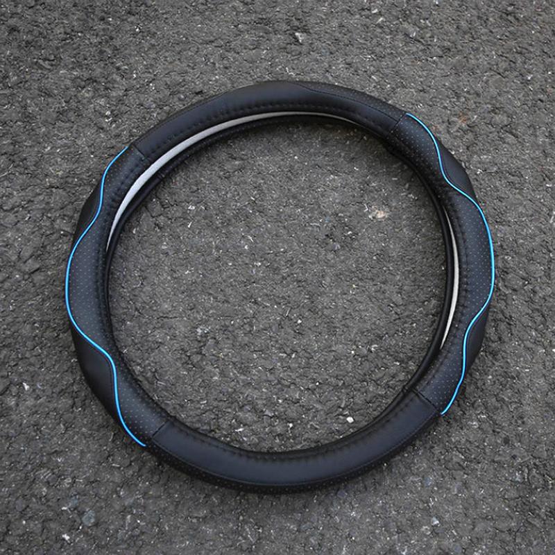 

Кожаный защитный чехол на руль автомобиля My Good, чехлы на руль для Jeep Compass 2016 2017 Renegade 2015 2016 2017 синий