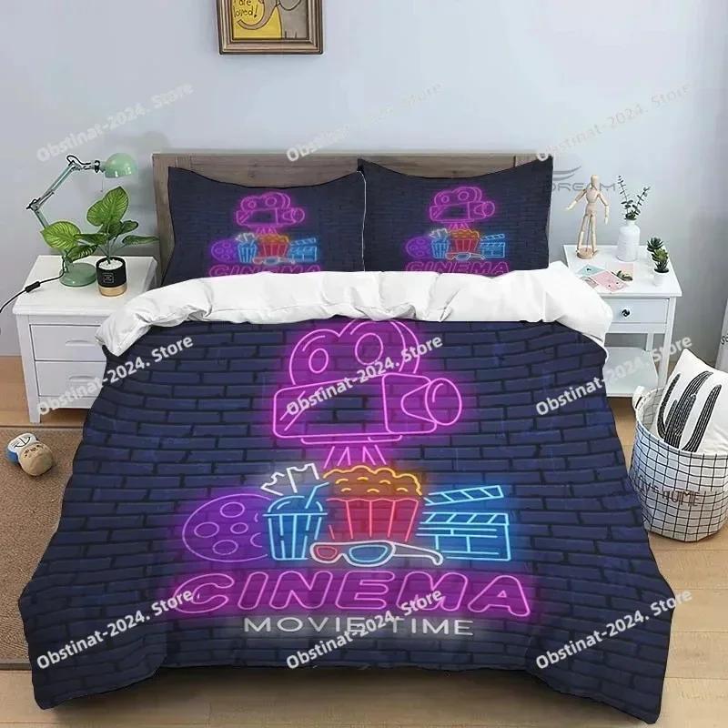 Movie Film Clap Board Patterns Bedding Set Printed Single Comforter Quilt Duvet Cover Pillow Case 3 Pieces Sets Kids Adult Size