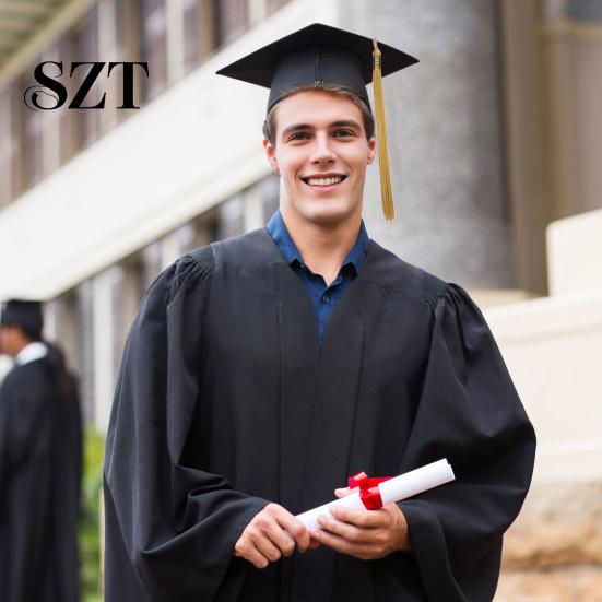 Unisex Graduation Cap with Tassel Bachelors Hat Adjustable Size Elastic Flexible Band Dress Accessory Master Degree Ceremony