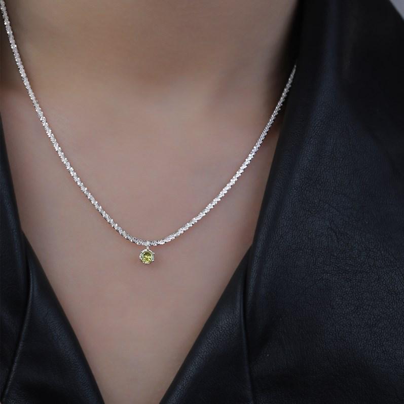 Elegant Olive Green Zircon Star Clavicle Pendant Necklace for Women