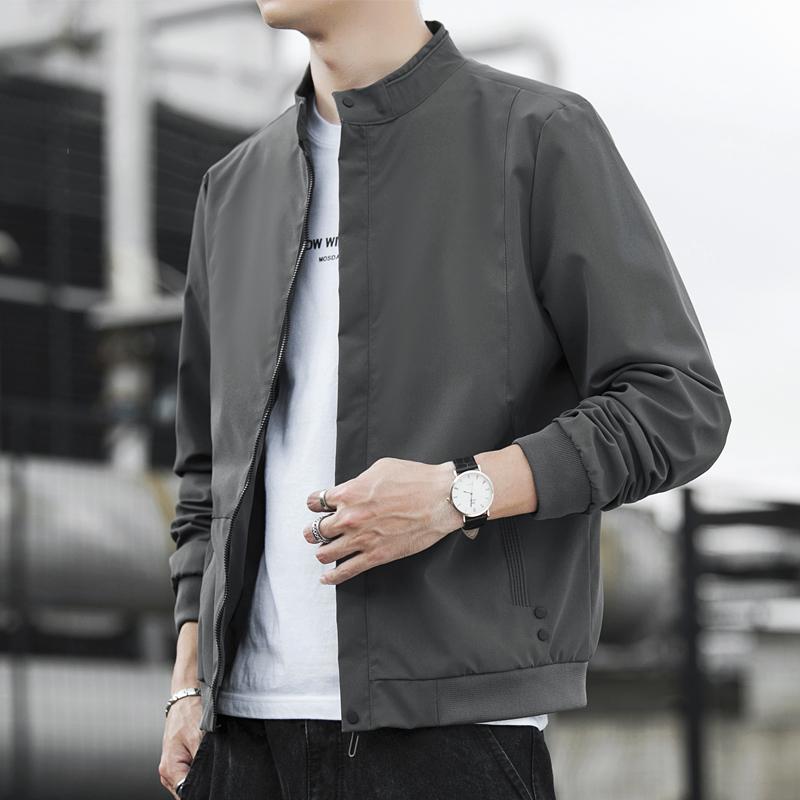 

Мужской кардиган-жакет с воротником-стойкой, однотонный, с карманами на молнии, модный, повседневный L серый