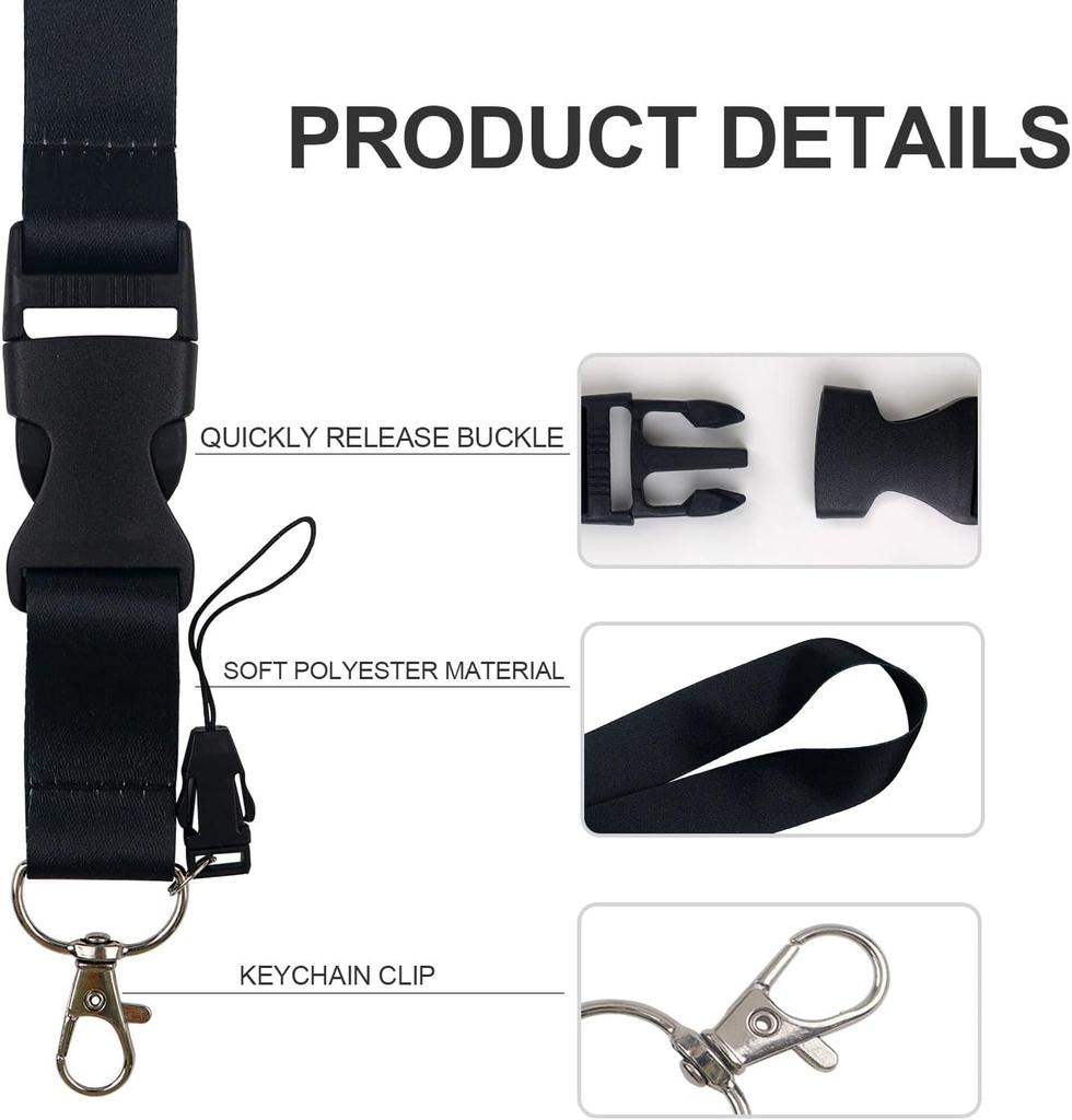 Black retractable removable lanyard sleeve with name clip adjustable suitable for men women and teachers