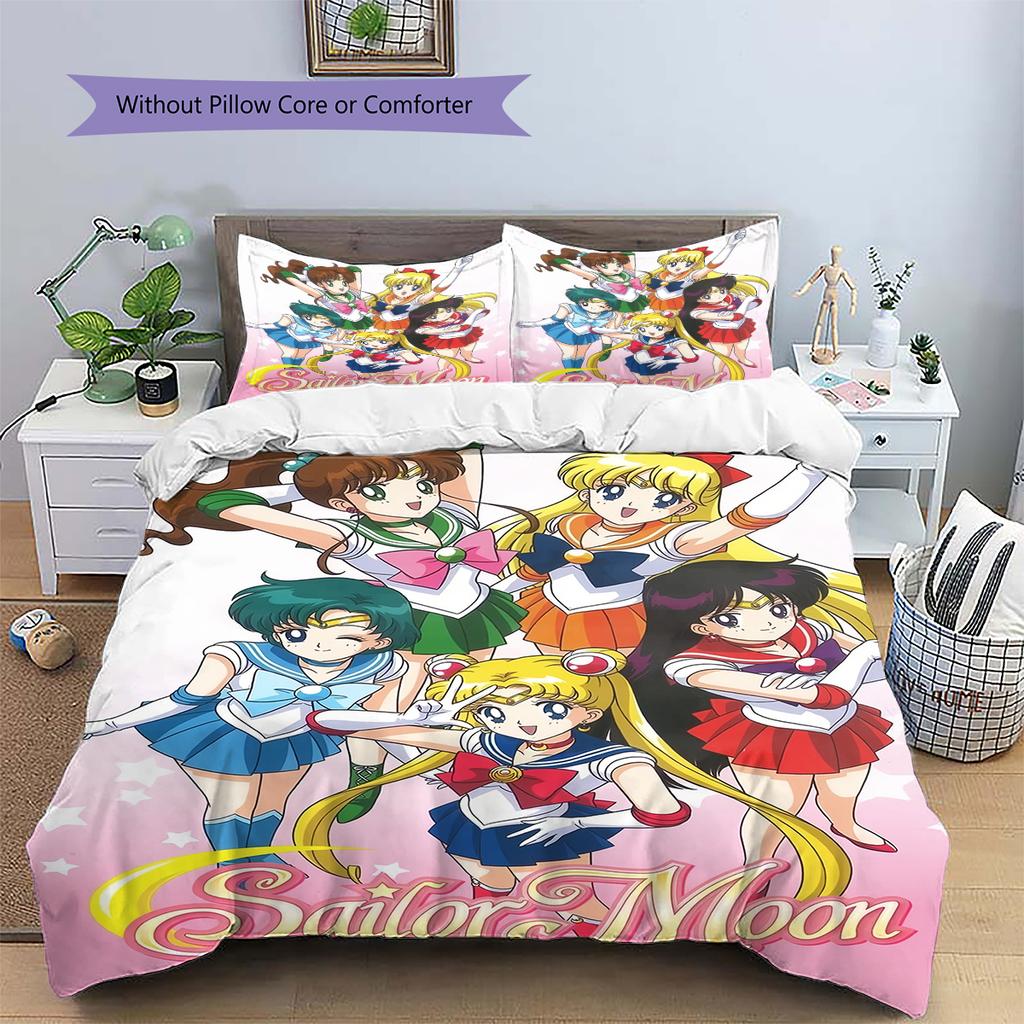Sailor Moon Pink Dreamy Duvet Cover & Pillowcases, Sailor Moon Fan Bedroom Bedding, Perfect Gift.chl