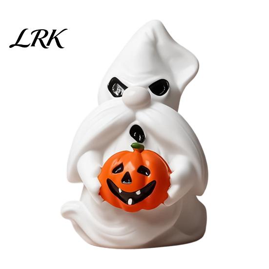 Halloween Gift for Kids Ghost Gnome Figurines, Resin Tabletop Decoration, Cute Hand Painted Crafts Statue, Decorative Ornaments Indoor Outdoor