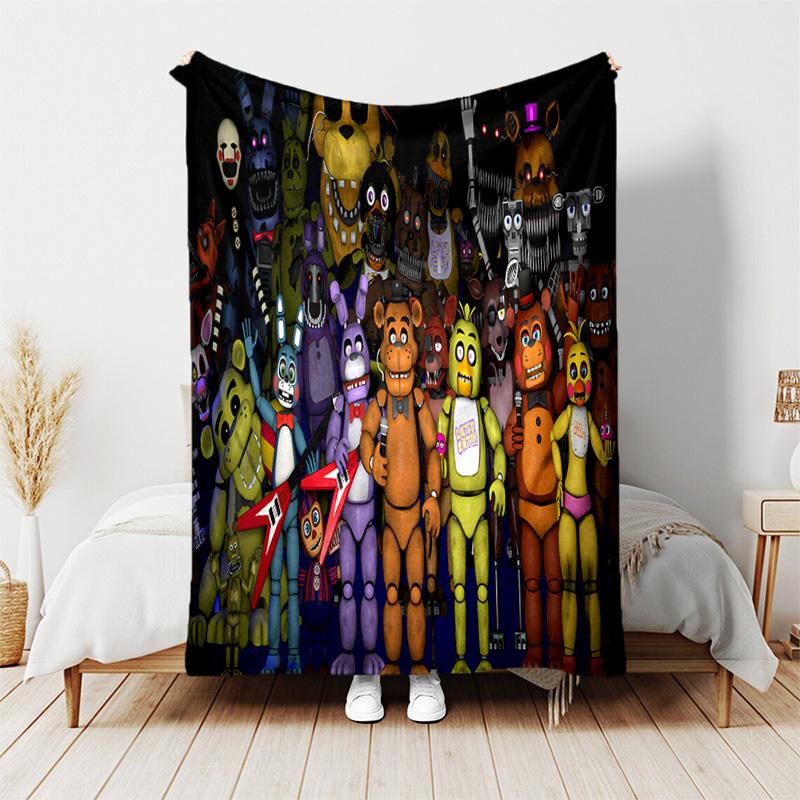 Cartoon Five Nights at Freddys printed throw blanket—lightweight,soft,warm;versatile blanket all seasons—perfect air-conditioning throw,nap blanket