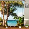 Waterproof Shower Curtain Various Sunshine Beach Scenery Seaside 3D Printing Shower Curtain Polyester Home Decor Curtain