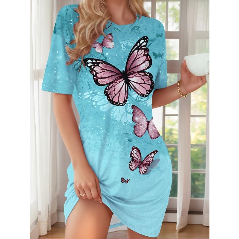 

Літня жіноча сукня вільного крою з 3D принтом кота, універсальна, модна, високоякісна, зручна, легка, середньої довжини 8XL