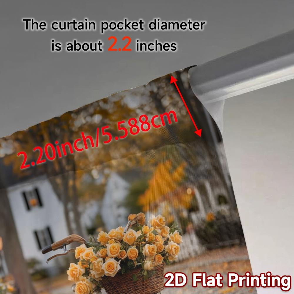 2pcs, 2D FLAT PRINTING Curtains (Without Rod) AutumnRoseBike Chic Curtain Chic 100% Polyester Curtains Decorations for Living