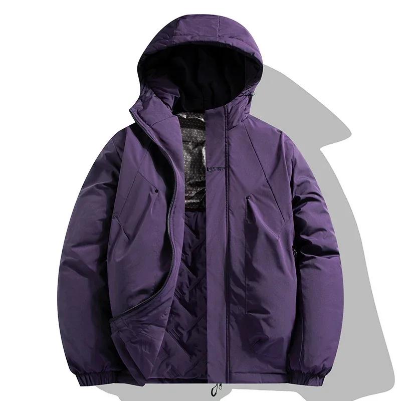 

Зимняя теплая куртка мужская графеновая теплая ветрозащитная парка для пар повседневное уличное водонепроницаемое хлопковое пальто с подкладкой горнолыжный костюм XXXL фиолетовый