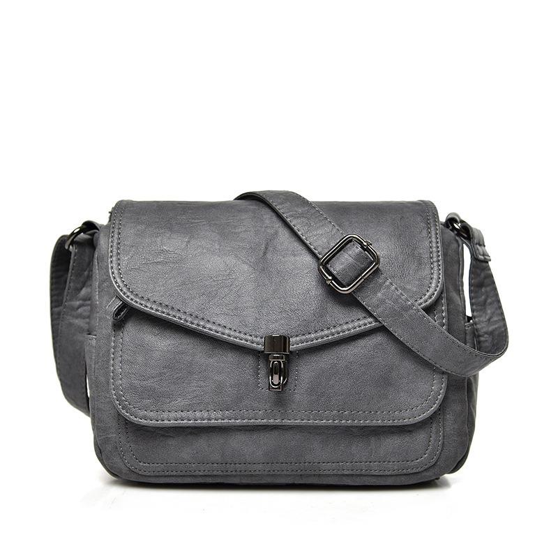 Dámská měkká PU kůže Vintage stylová crossbody taška