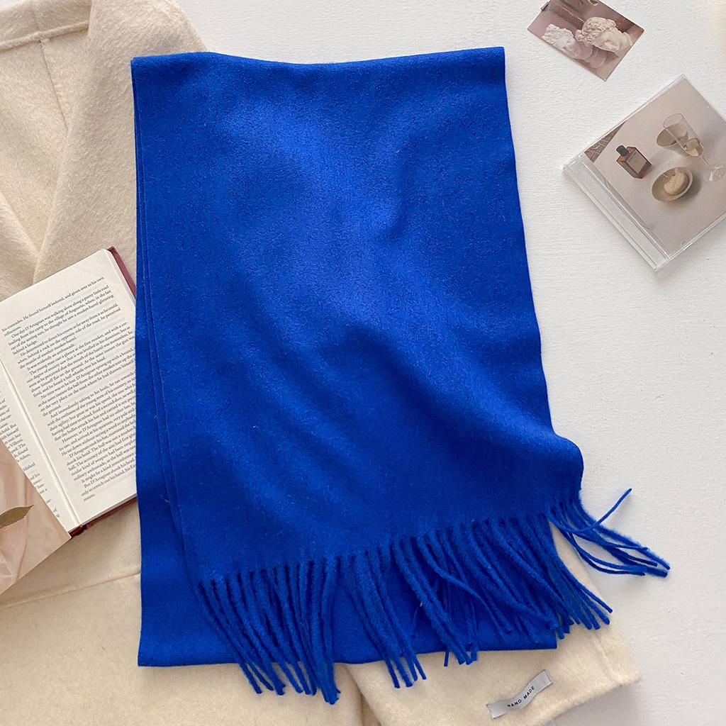 30*180cm Wool Scarf Women Luxury Solid Color Winter Warm Fashion Scarves Tassel Shawls Pashmina Lady Soft Wraps