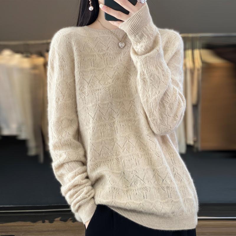 Suéter de mujer, cachemira Qinghe, 30% cachemira 70% lana, jersey de punto de invierno, suéter de otoño, suéter de cachemira de mujer, top de punto, manga larga