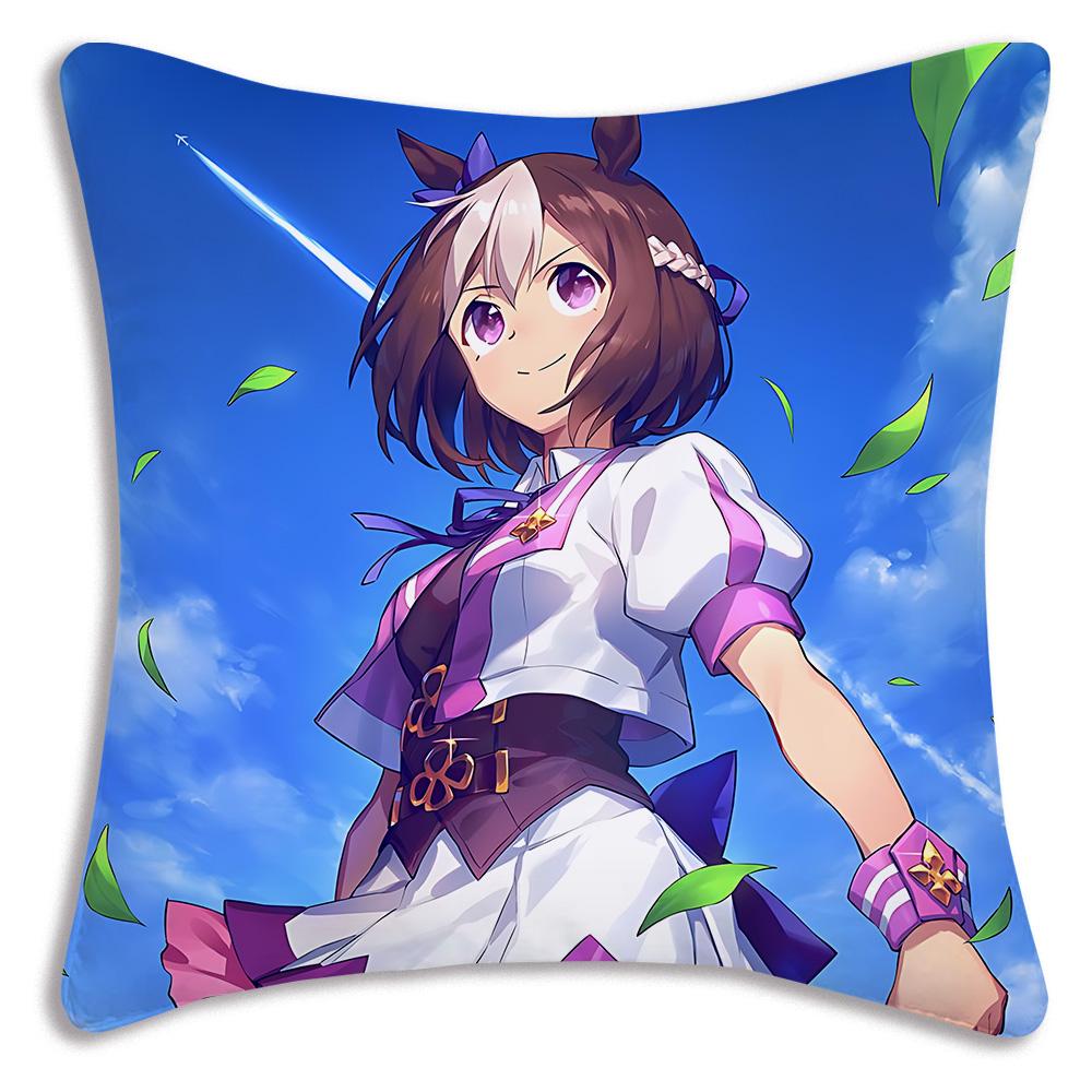 Anime Uma M-Musume Pretty Derby Pillow Covers Cartoon Sofa Decorative Home Double-sided Printing Short Plush Cute Cushion Cover