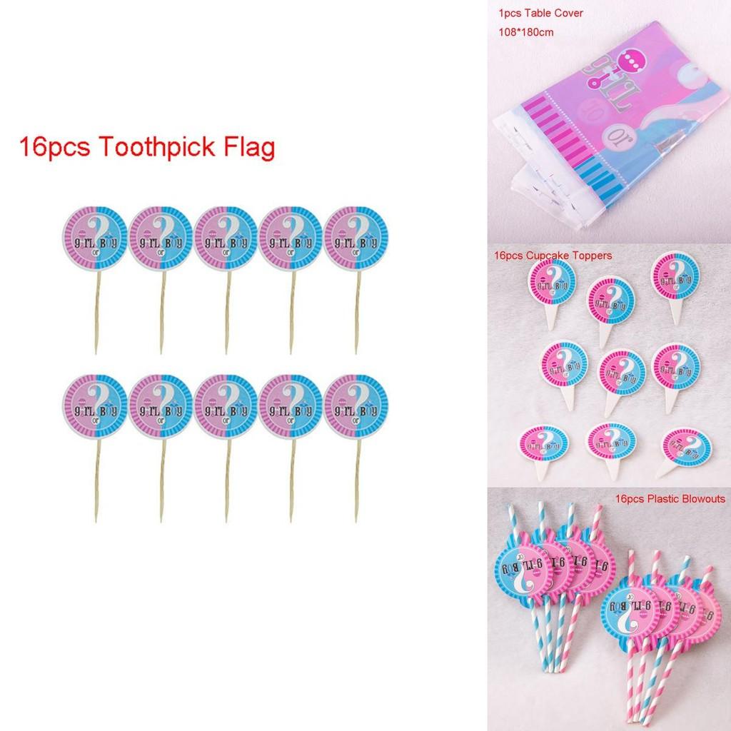 Elegant Baby Gender Reveal Party Decoration Boy Or Girl Disposable Tableware Set