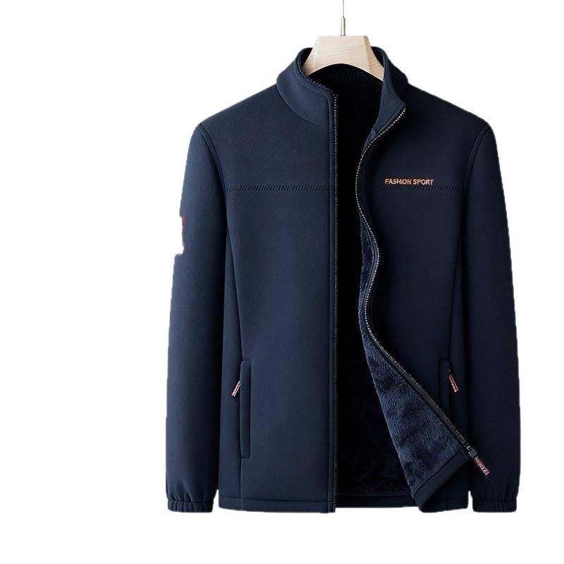 Men's Extra Thick Polar Fleece Jacket – Stand Collar Casual Winter Coat