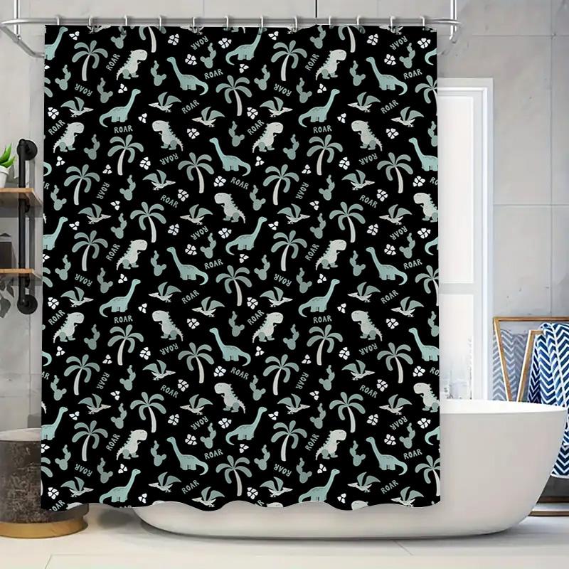 

Trendy Dinosaur Shower Curtain Waterproof Printed Fabric Perfect Bathroom Decor For Kids Room Or Guest Bathrooms Available In Mu W60H190(CM)-1 Pcs