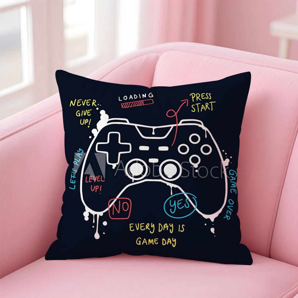 Colorful Graffiti Game Gamepad Cushion Cover Linen Pillowcase Cover Soft Decor for Sofa Home Room