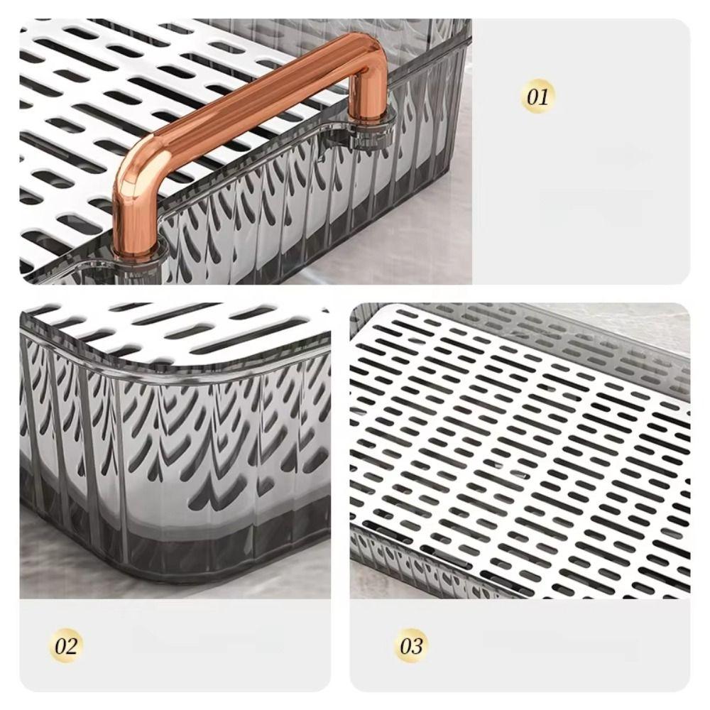 Clear Drain Tea Tray Double-layer Serving Plate Portable Tableware Storage Tray  Bathroom