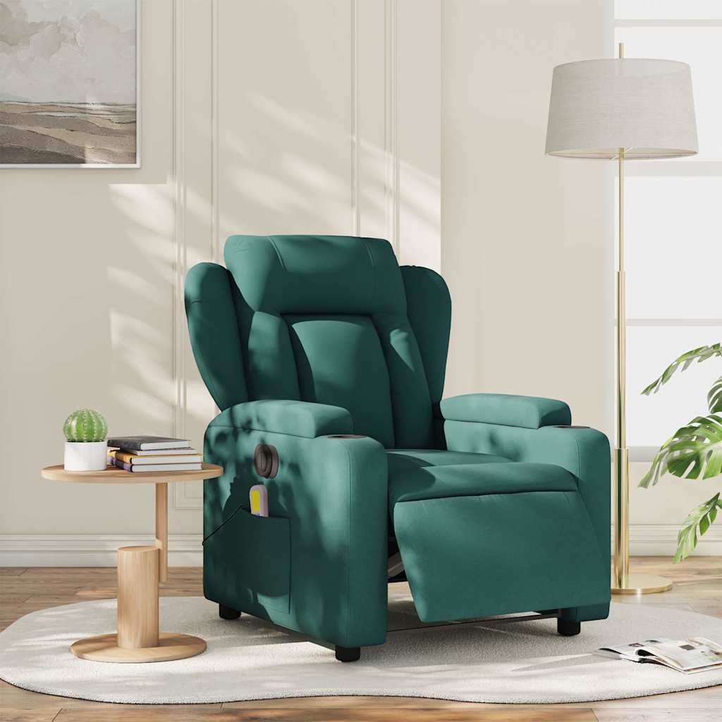 Electric Massage Chair Dark Green Fabric