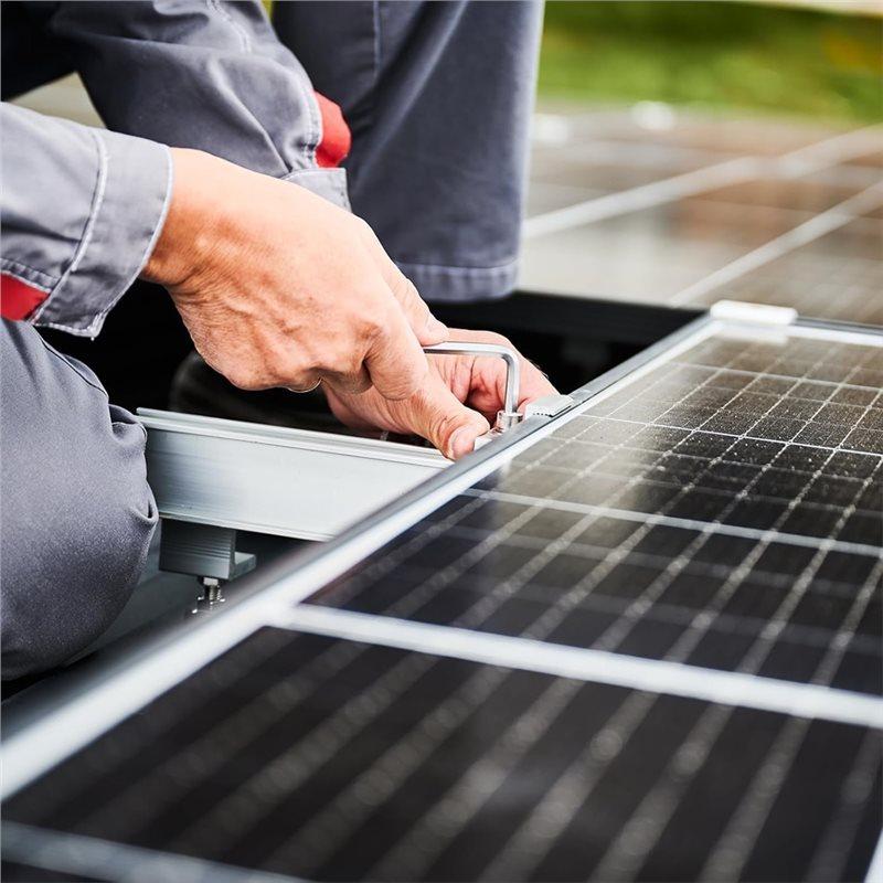 ABMH-Pack Of 8 For Solar Panel Clamps, Alumimium PV Module End Fixing Clamps,For Roofs, Walls Boats