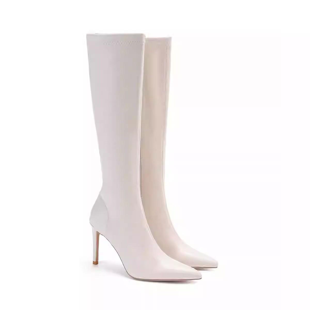White Boots Women s Pointed High Heels Women s Boots Women s Knight Boots Women 35