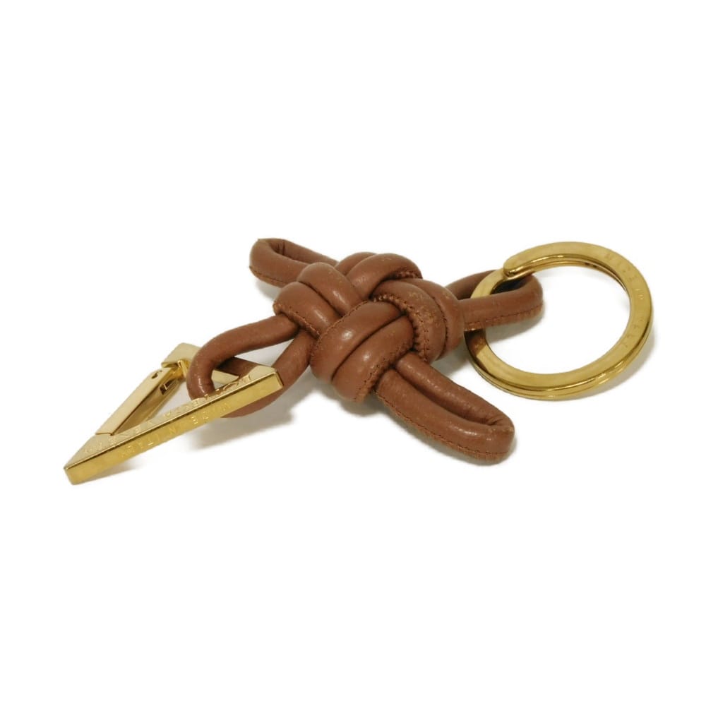 Used 11897 Triangle Key Ring 619100 V0050 2650 7950 Current Logo Ring Charm Intrecciato Brown Unisex from Japan