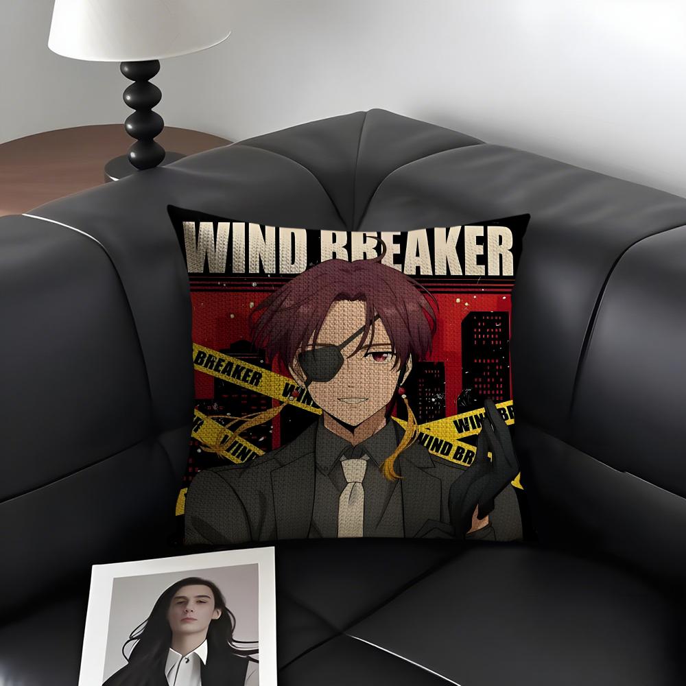 WWind BreakerR Webtoon Cushion Cover Natural Linen Organic Fabric DoubleSided Printing Sofa Home Decor Gift Pillow Case
