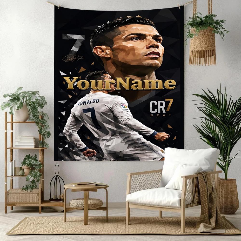 Cristiano Ronaldo Custom Your Name Wall Decor Tapestry Art For Pet Memorial Birthdaywedding Party Backdrop Family Gift